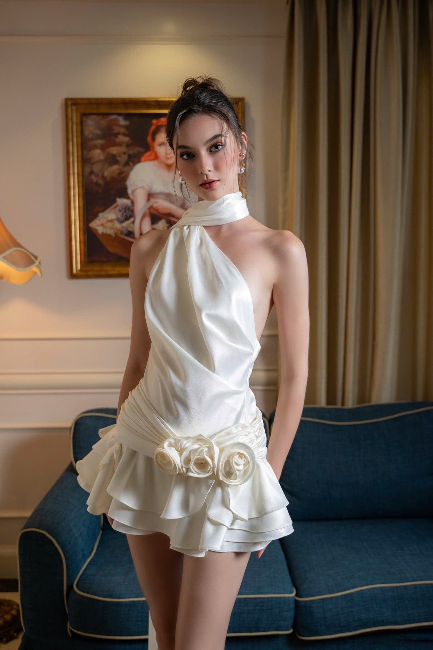 Robe Mini Avec Col Halter Et Dos Ouvert Pour Femme | Idéal Pour Été Et Événements En Soirée