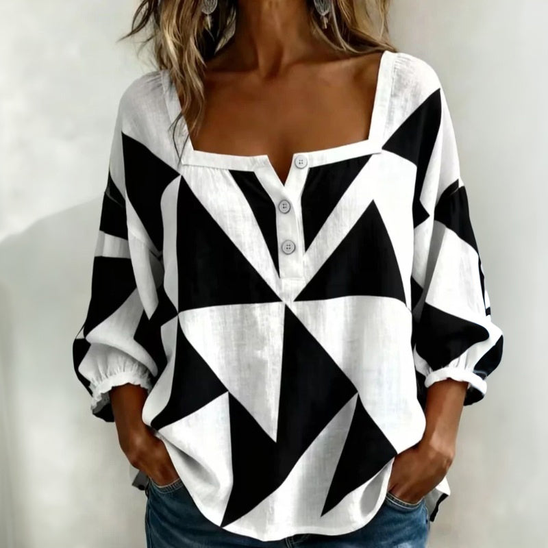 Jusievel | Blouse de loisirs géométrique avec décolleté carré