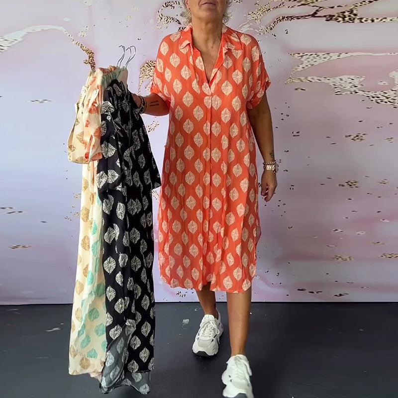 Robe loose à manches courtes avec col