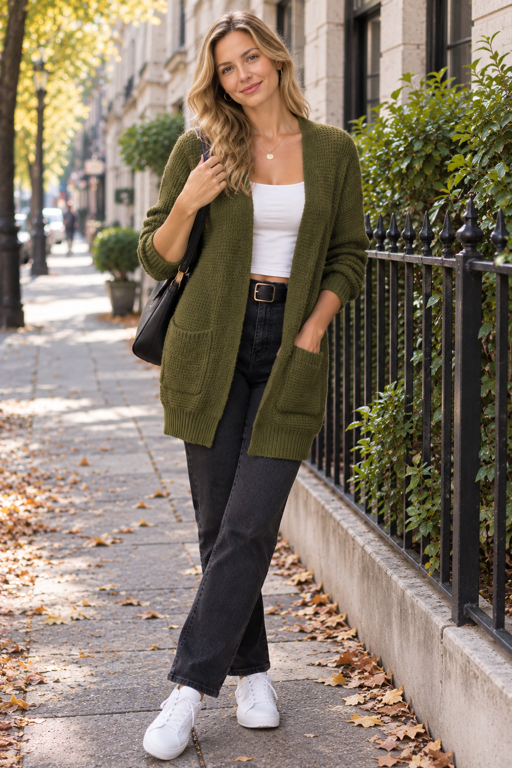 Cardigan Doux à Devant Ouvert