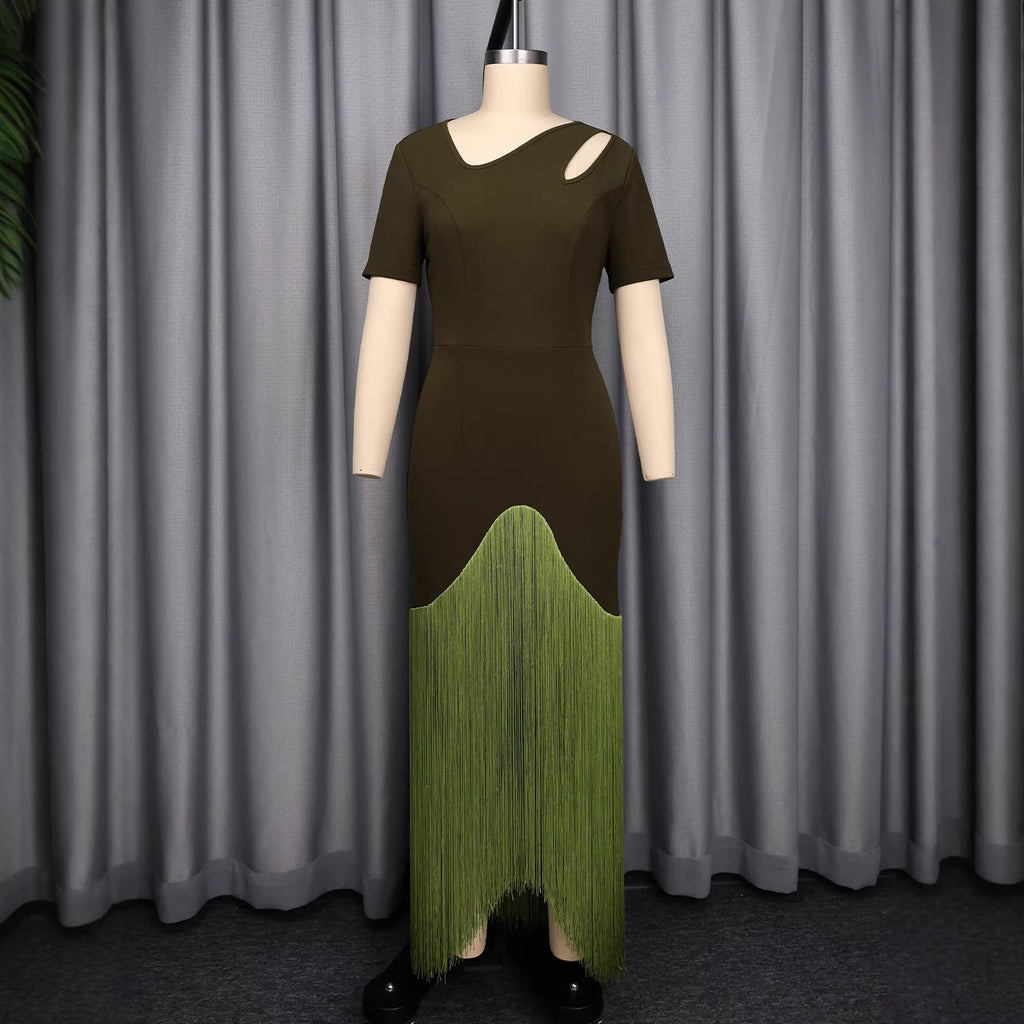 Robe maxi femme avec jupe asymétrique et design élégant à découpes Mirla