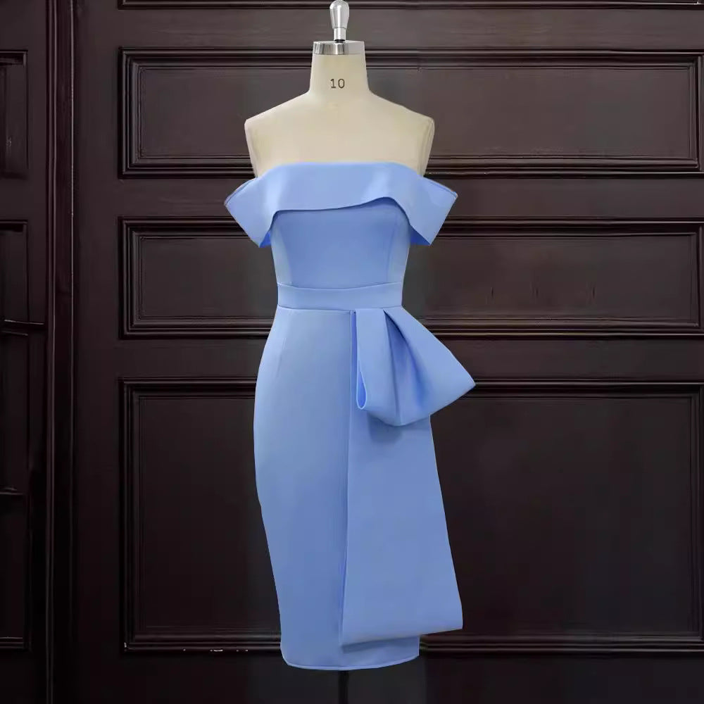Robe ajustée pour femmes avec design off-shoulder et détail drapé Mirla