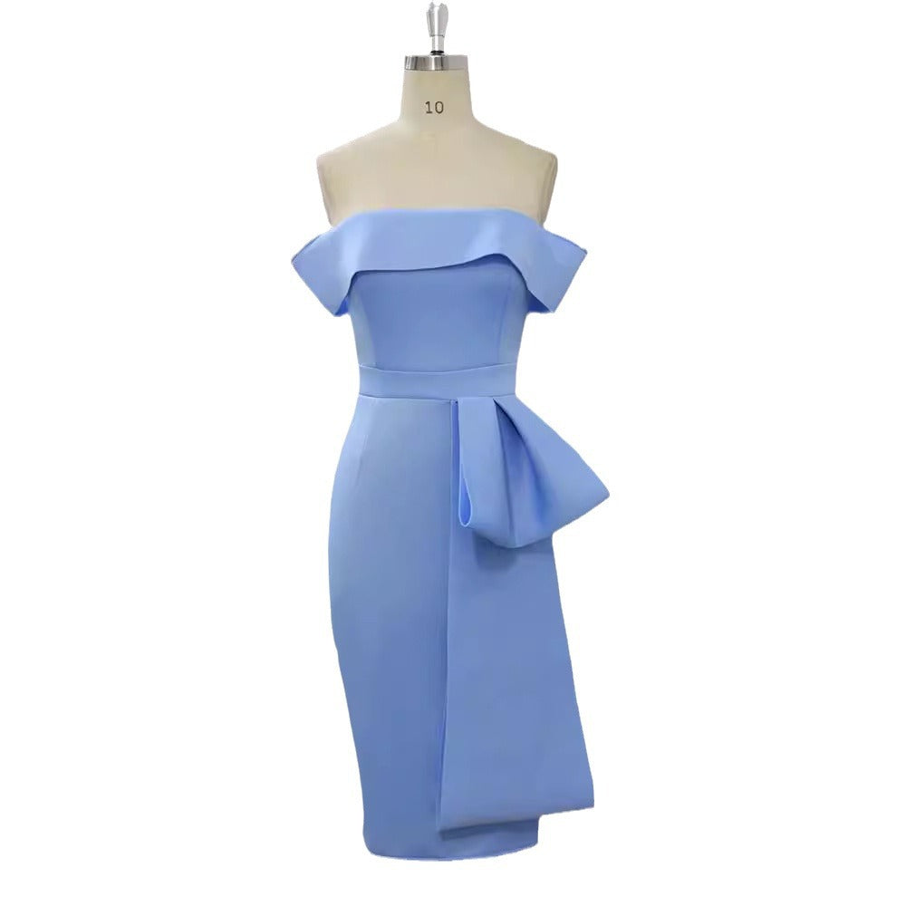 Robe ajustée pour femmes avec design off-shoulder et détail drapé Mirla