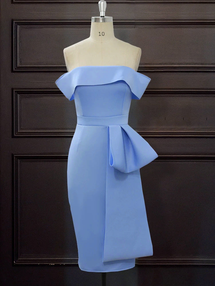 Robe ajustée pour femmes avec design off-shoulder et détail drapé Mirla