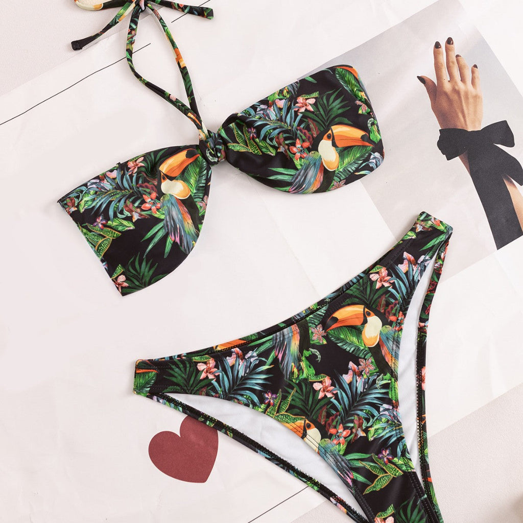 Bikini bandeau femme avec motif floral tropical Mirla