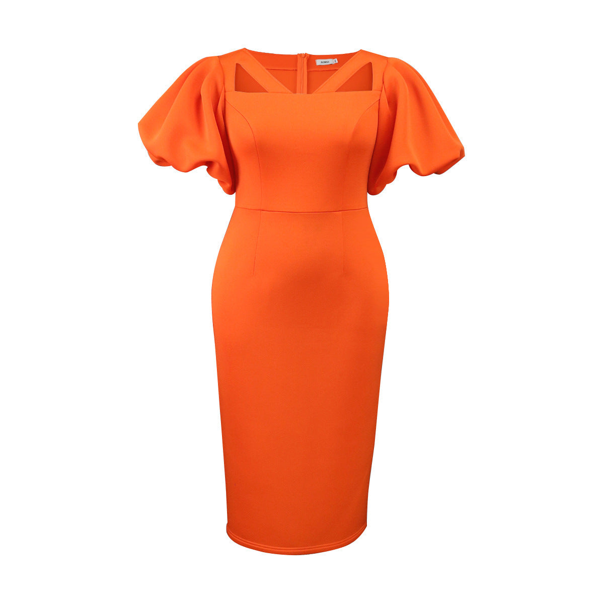 Robe en béton sculpté avec des manches bouffantes volumineuses et un décolleté en U innovant Mirla