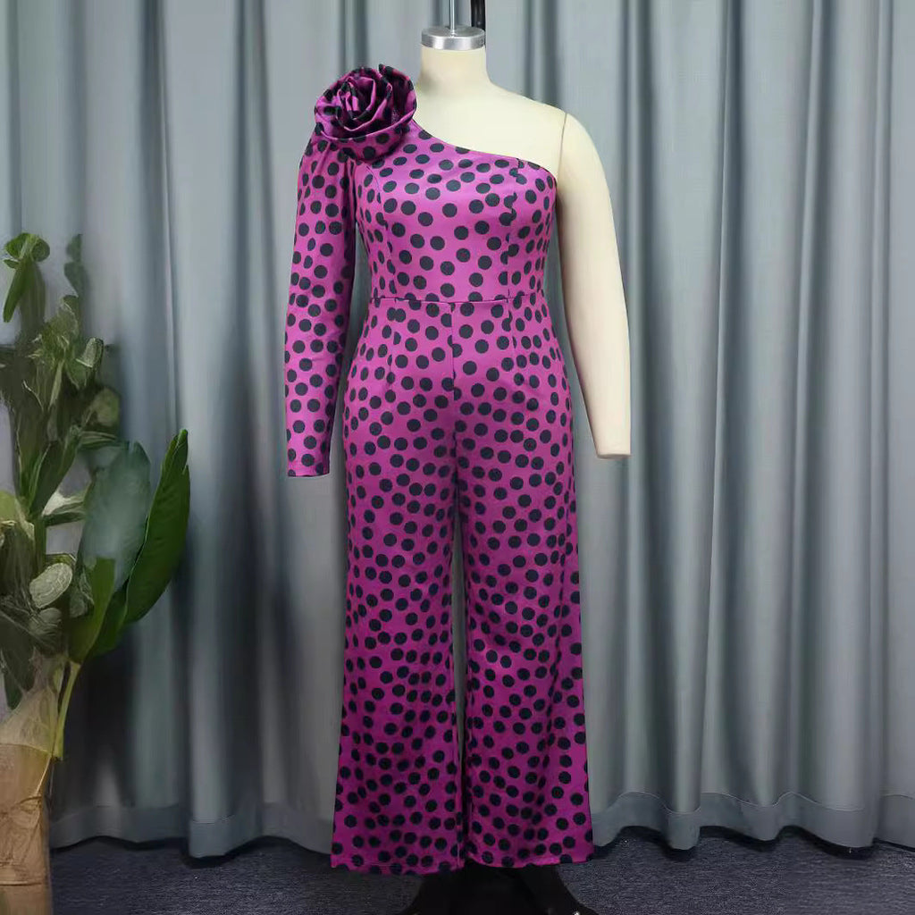 Combinaison Glamour de Dame avec design asymétrique et détail en volants Mirla