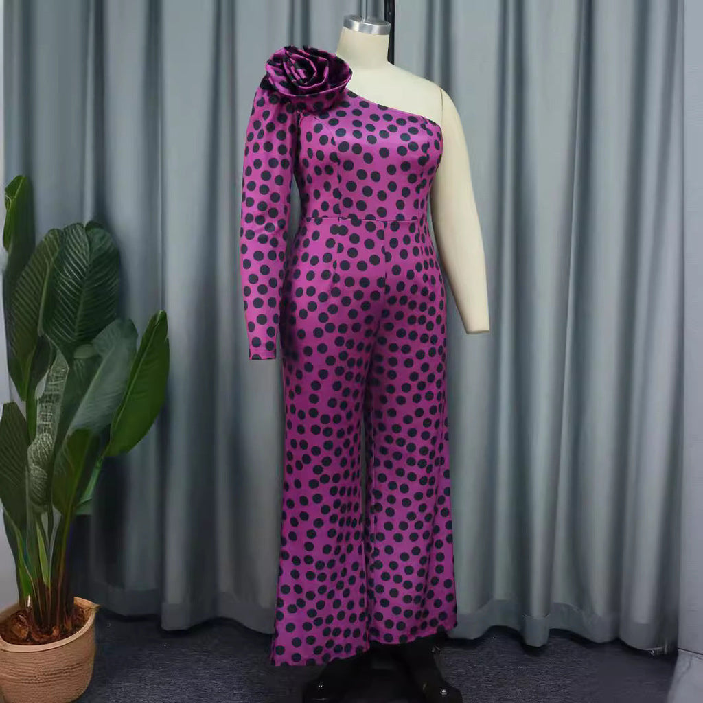 Combinaison Glamour de Dame avec design asymétrique et détail en volants Mirla