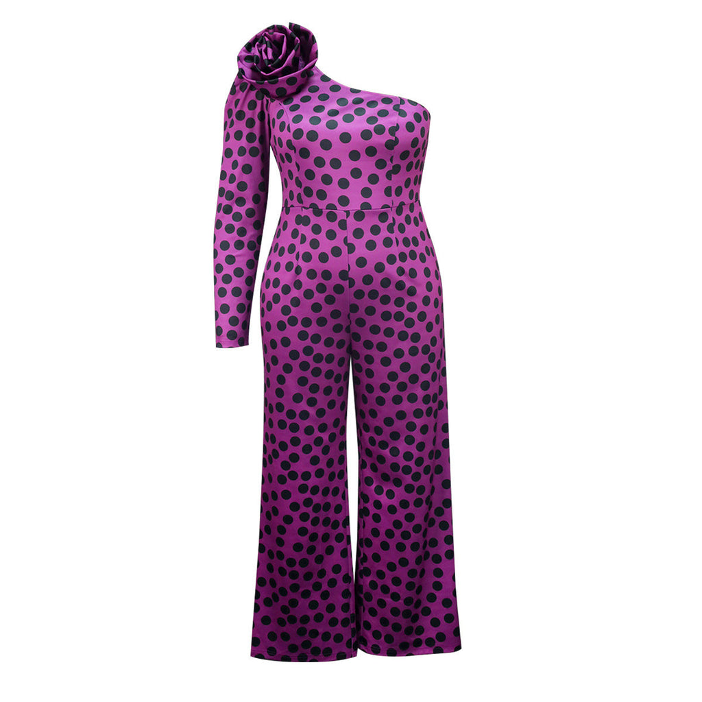 Combinaison Glamour de Dame avec design asymétrique et détail en volants Mirla