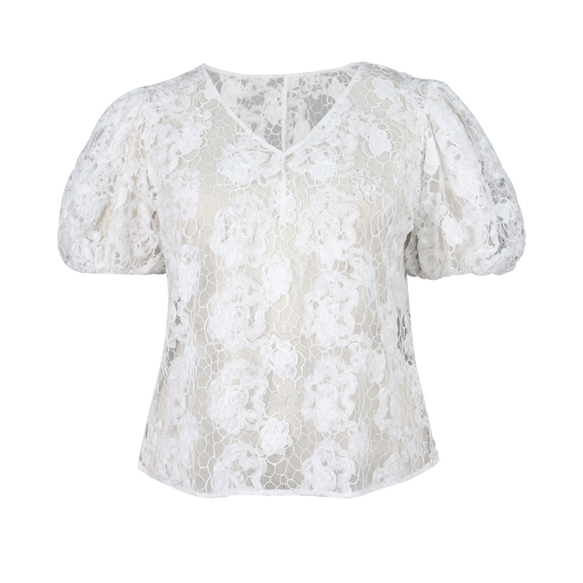 Blouse en dentelle ludique avec des manches volumineuses Mirla