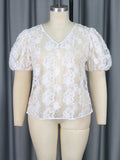 Blouse en dentelle ludique avec des manches volumineuses Mirla