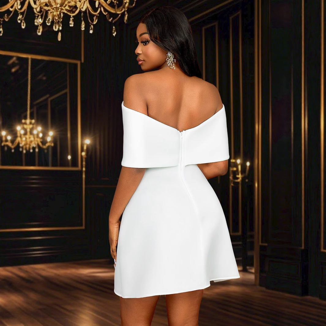 Robe Mini Off-Shoulder avec Détail Nœud Mirla