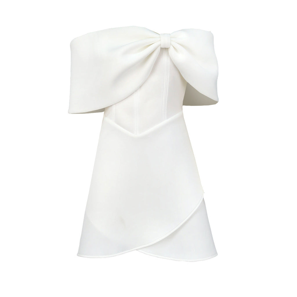 Robe Mini Off-Shoulder avec Détail Nœud Mirla