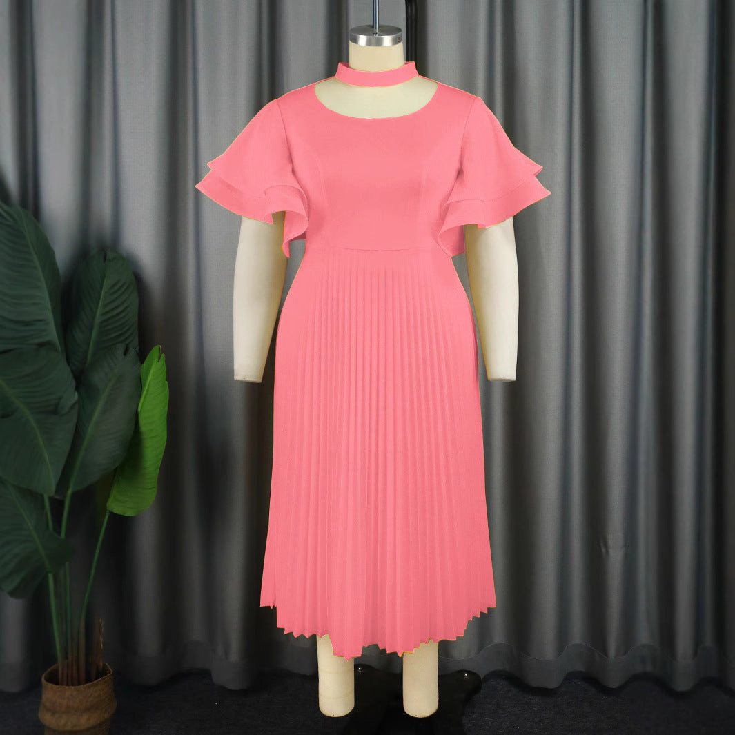Robe Maxi Plissée Femme avec Choker et manches volumineuses Mirla