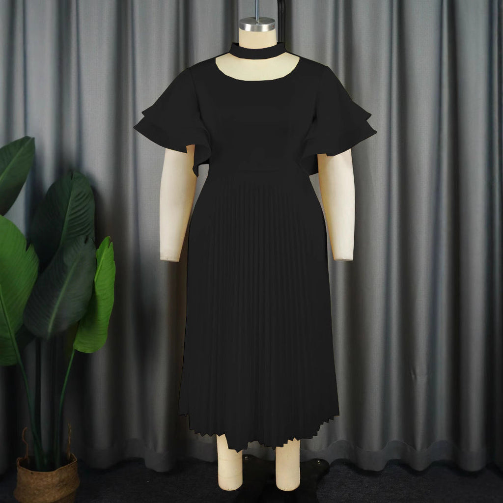 Robe Maxi Plissée Femme avec Choker et manches volumineuses Mirla