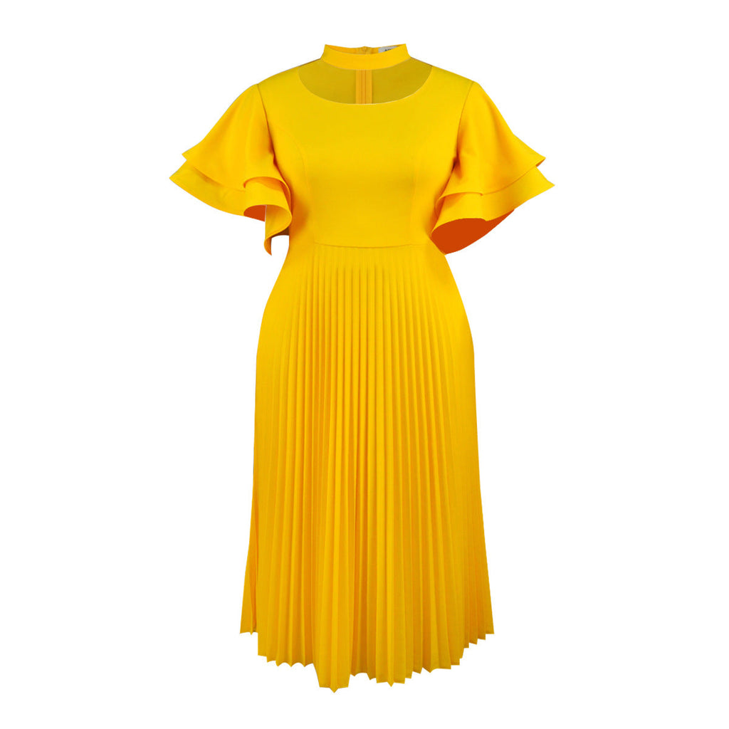 Robe Maxi Plissée Femme avec Choker et manches volumineuses Mirla