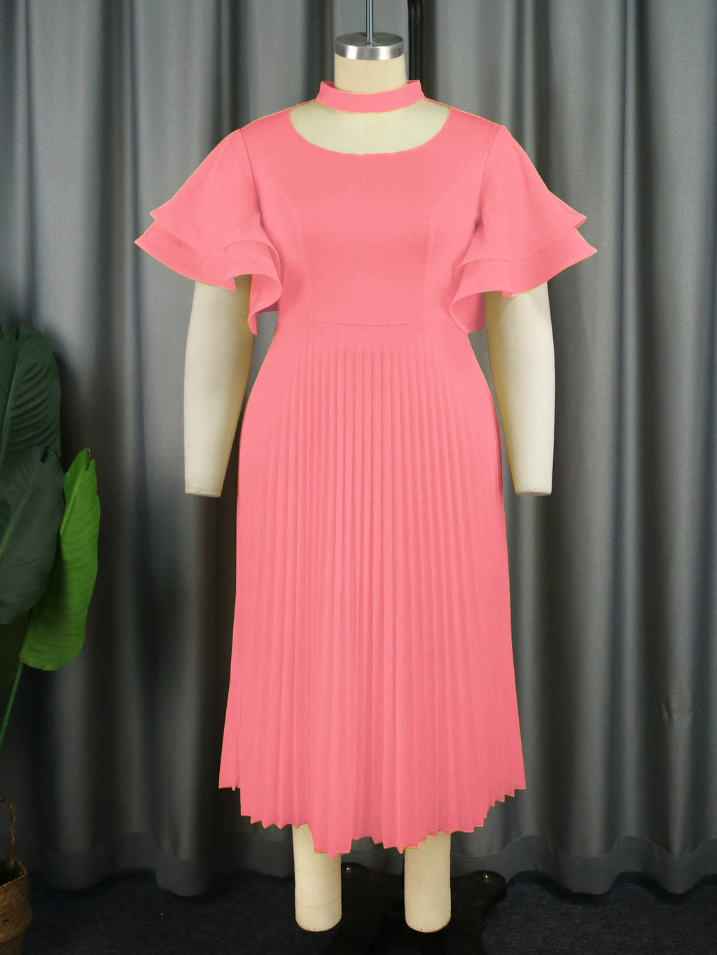 Robe Maxi Plissée Femme avec Choker et manches volumineuses Mirla