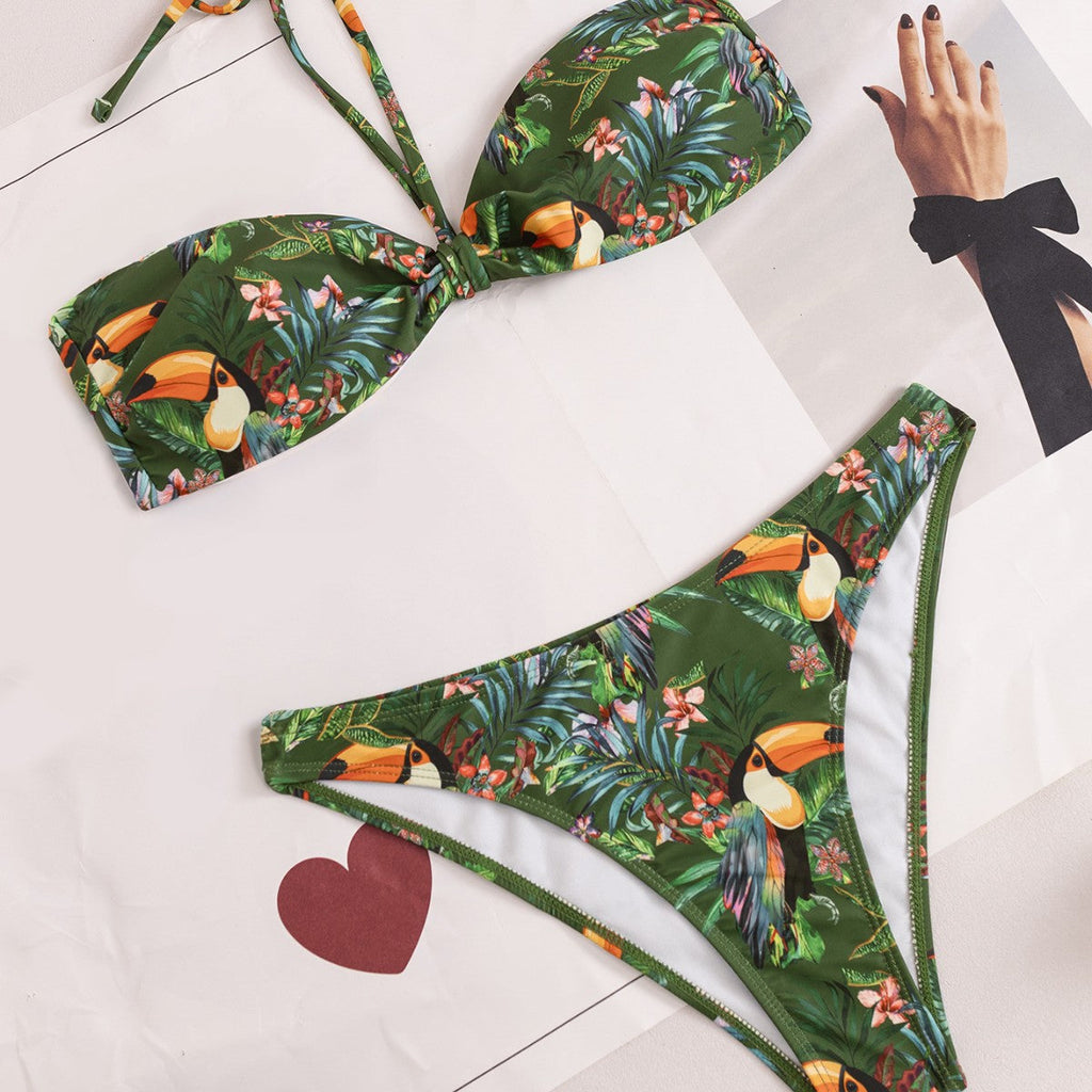 Bikini bandeau femme avec motif tropical exotique Mirla