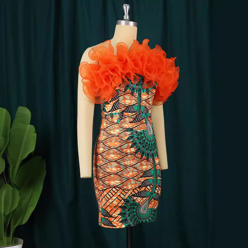 Robe ajustée avec volants volumineux Mirla
