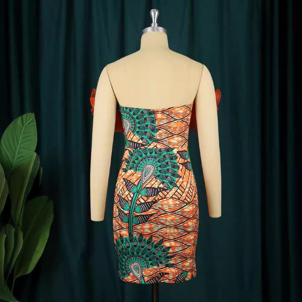 Robe ajustée avec volants volumineux Mirla