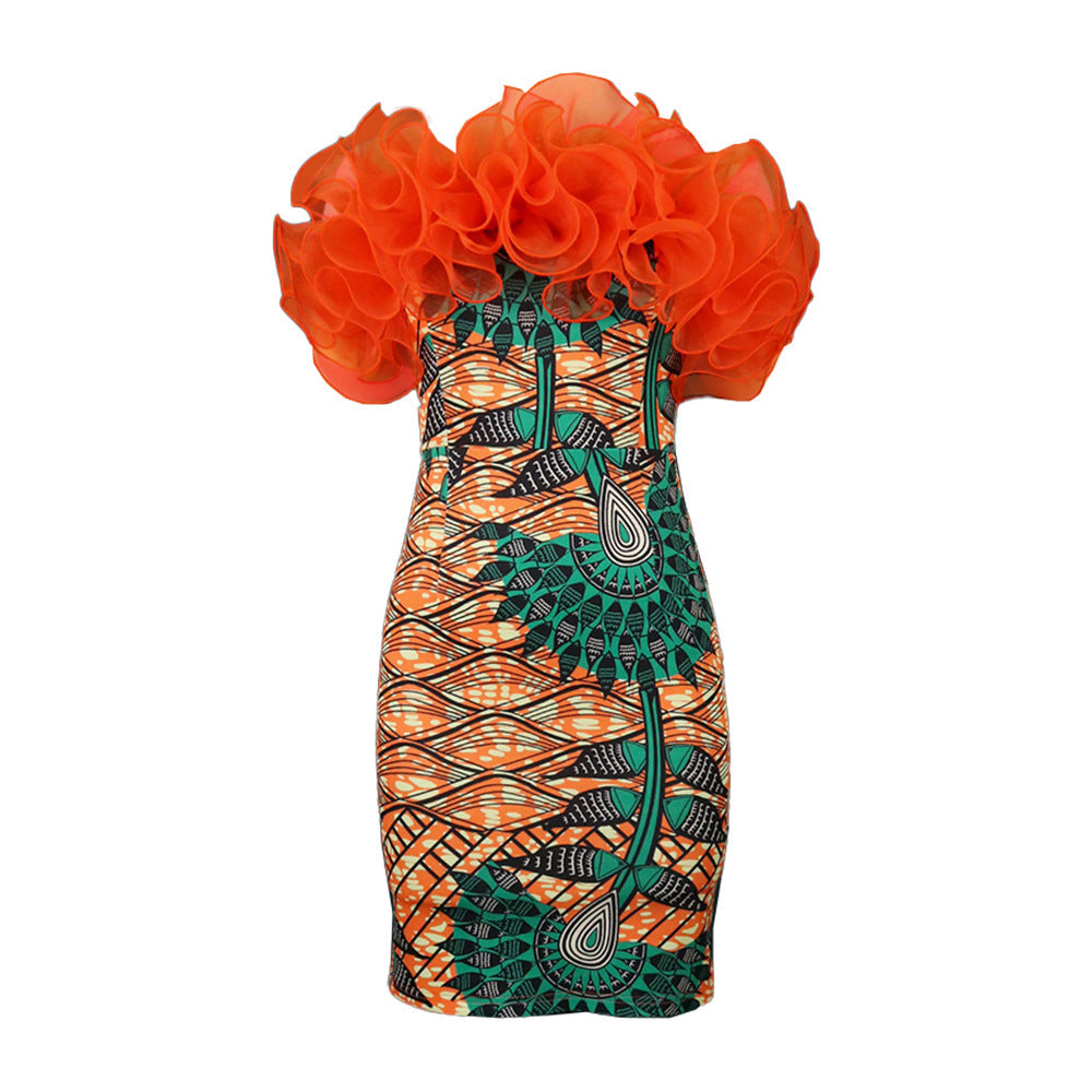 Robe ajustée avec volants volumineux Mirla