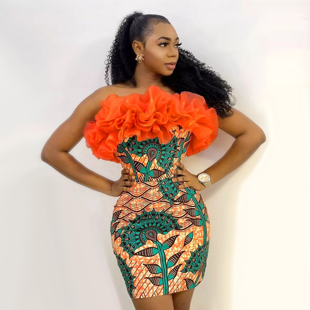 Robe ajustée avec volants volumineux Mirla
