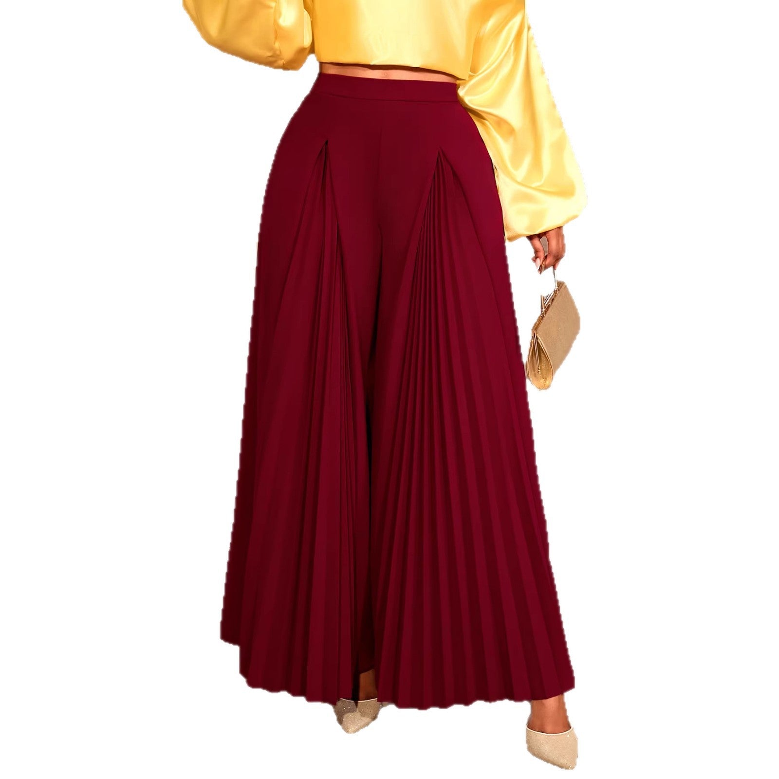 Pantalons plissés pour femmes taille haute et élégant plissé Mirla