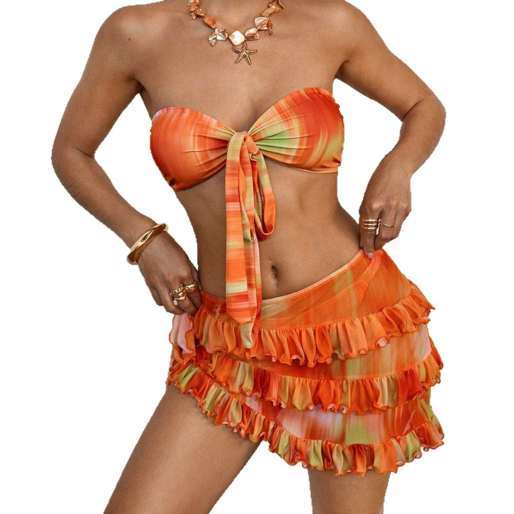 Bikini bandeau femme avec détails en volants Mirla