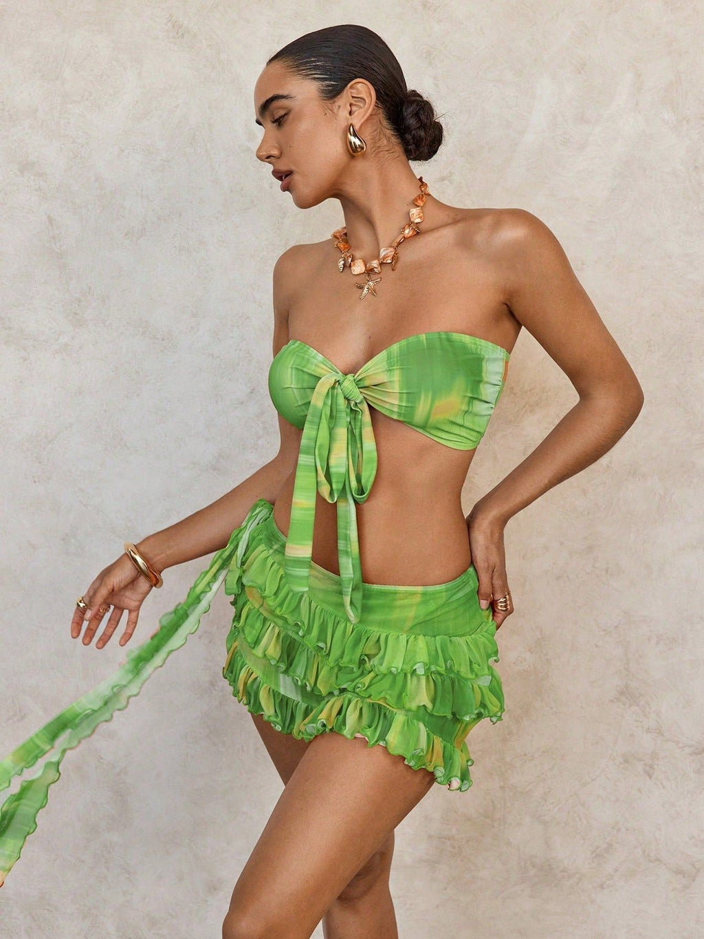 Bikini bandeau femme avec détails en volants Mirla