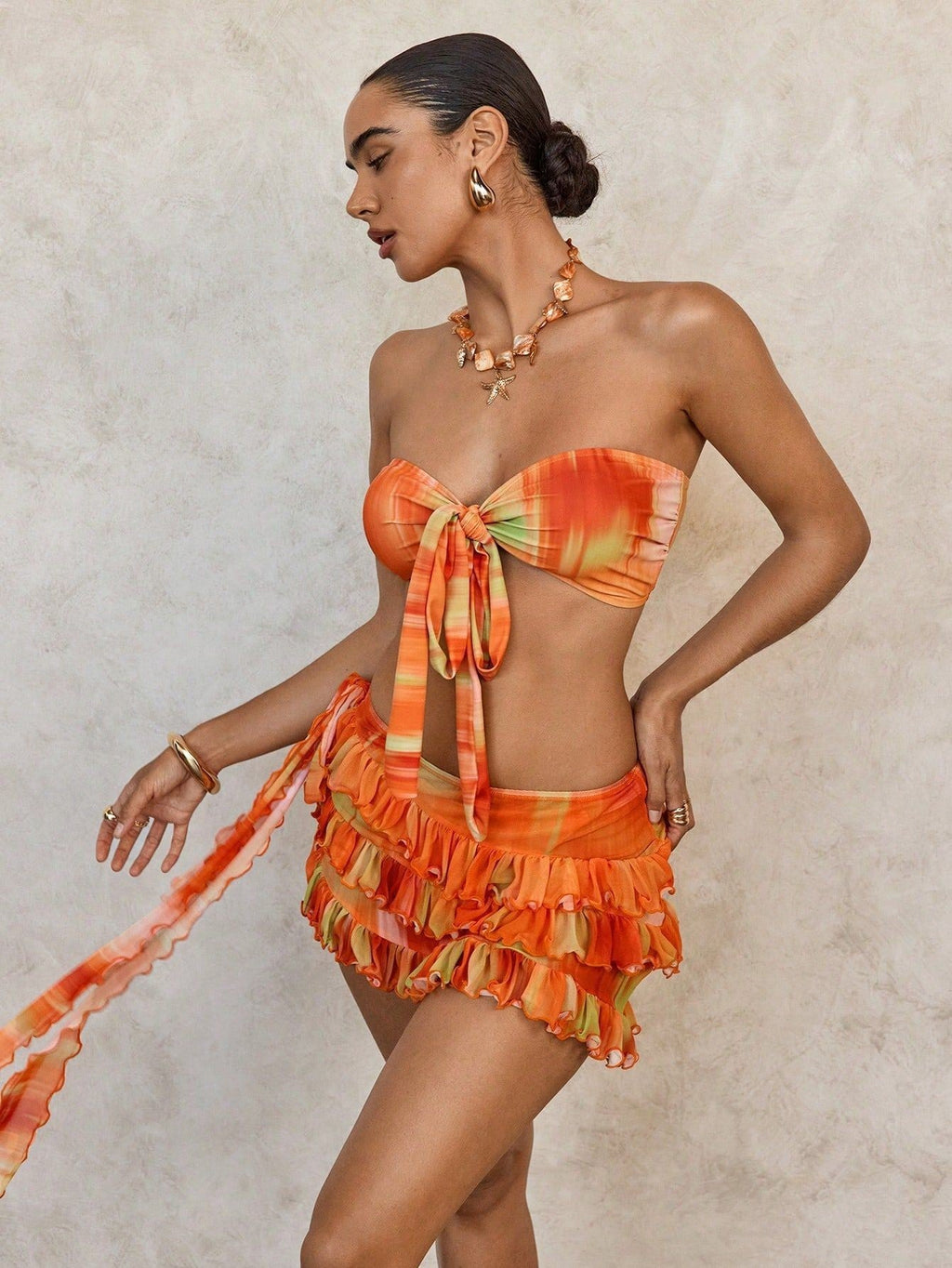 Bikini bandeau femme avec détails en volants Mirla