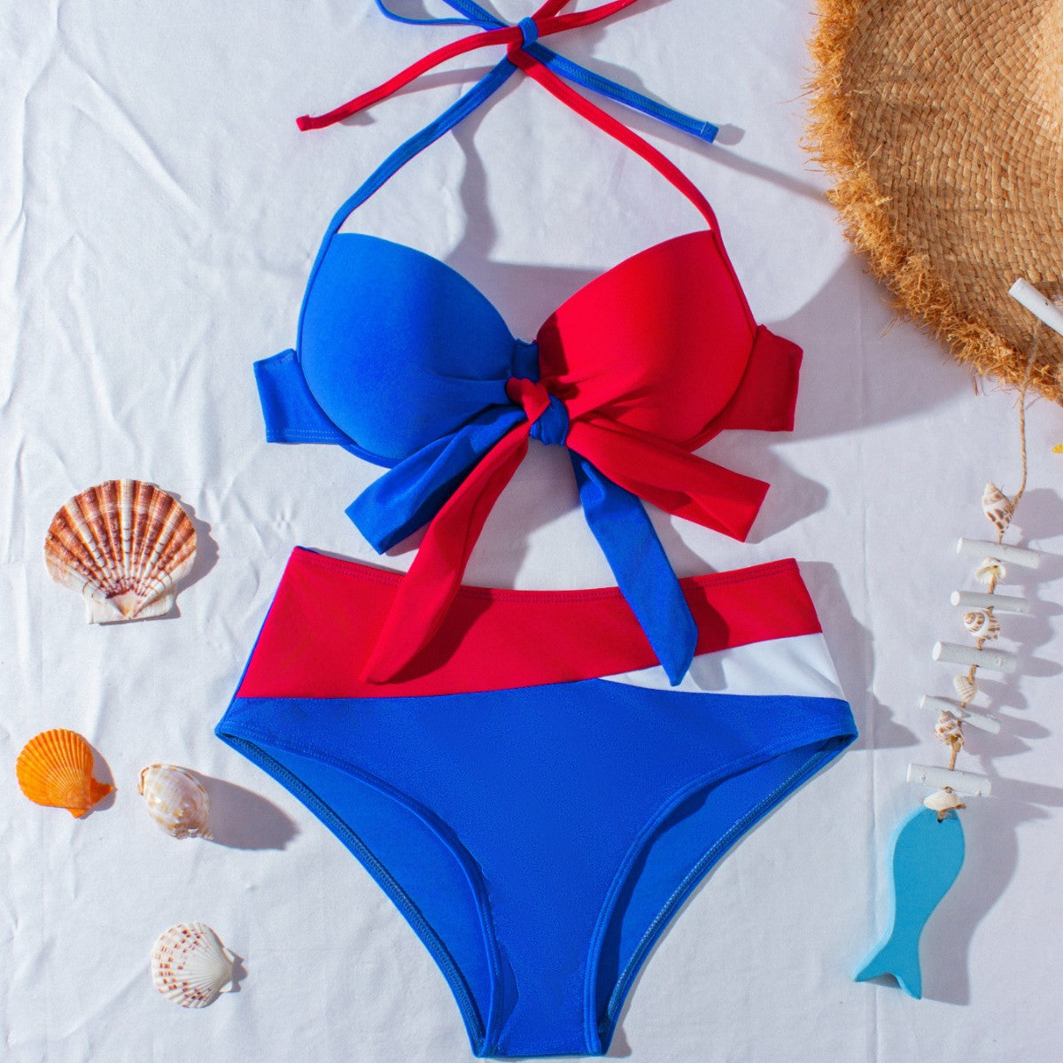 Bikini taille haute pour femmes avec un design de nœud ludique Mirla