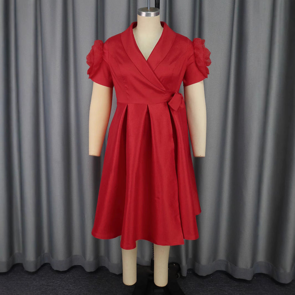 Robe portefeuille pour femmes avec des manches bouffantes volumineuses Mirla