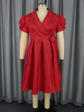 Robe portefeuille pour femmes avec des manches bouffantes volumineuses Mirla