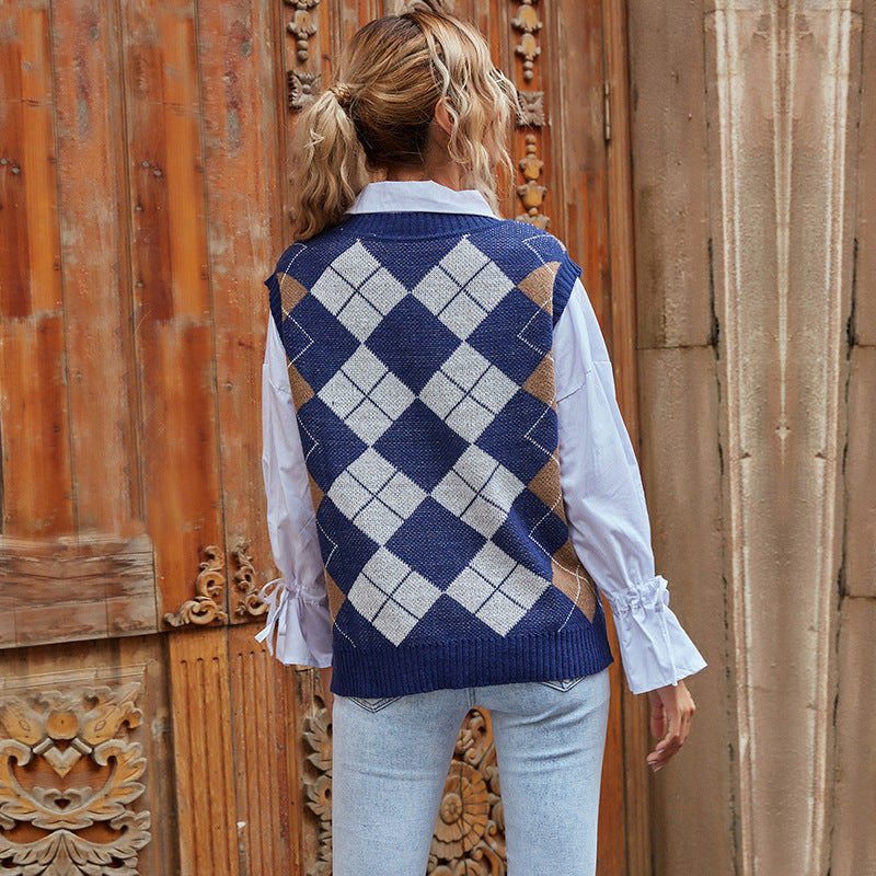 Mia | Gilet en tricot à motif écossais classique et confortable