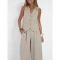 Elena | Ensemble élégant de gilets en lin avec pantalon large