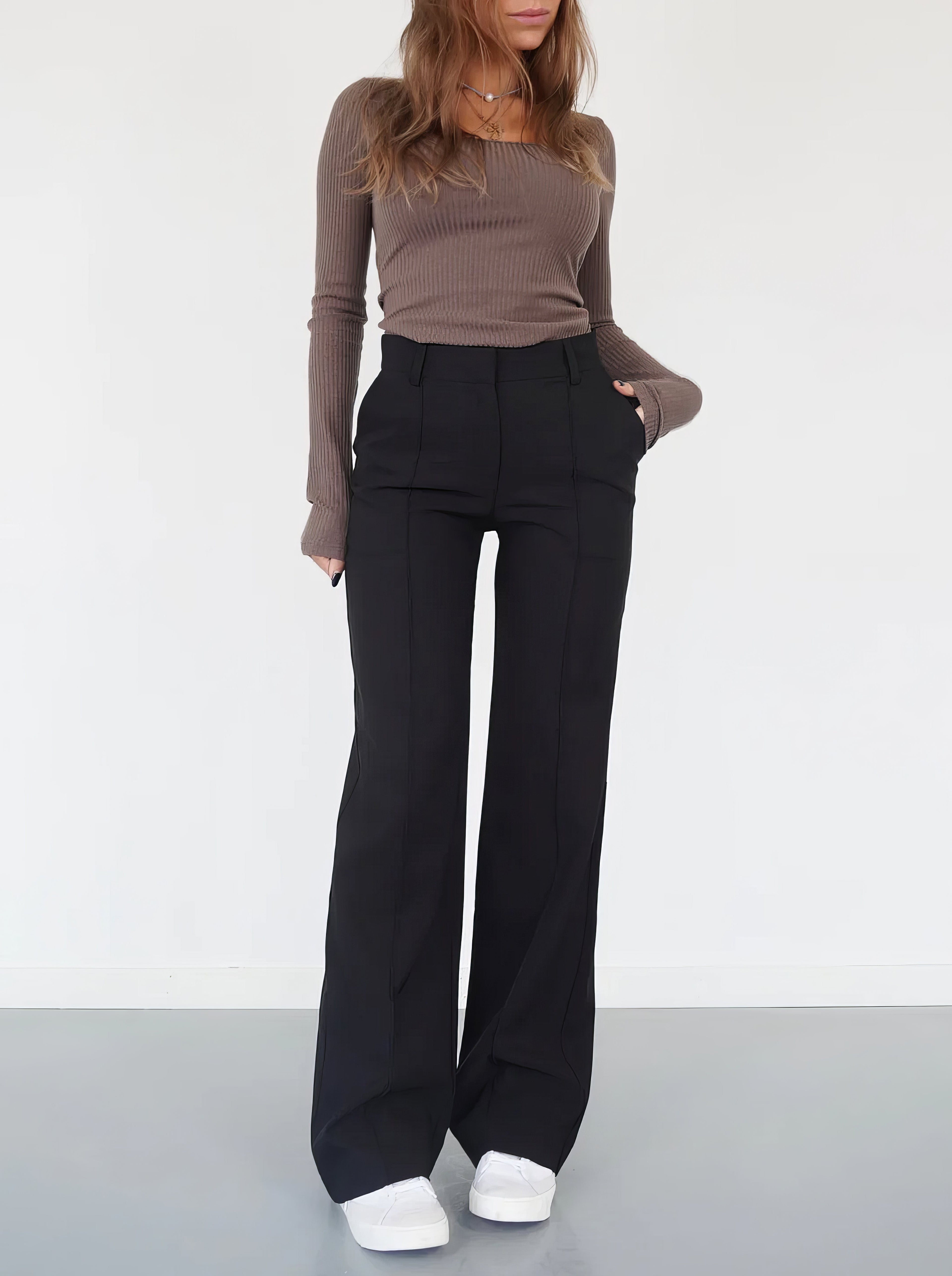 Pantalon Femme | Taille Haute & Jambes Droites