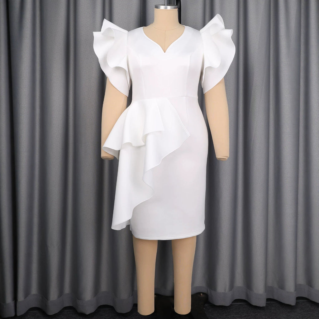 Robe pour femmes avec volants volumineux et ourlet asymétrique Mirla