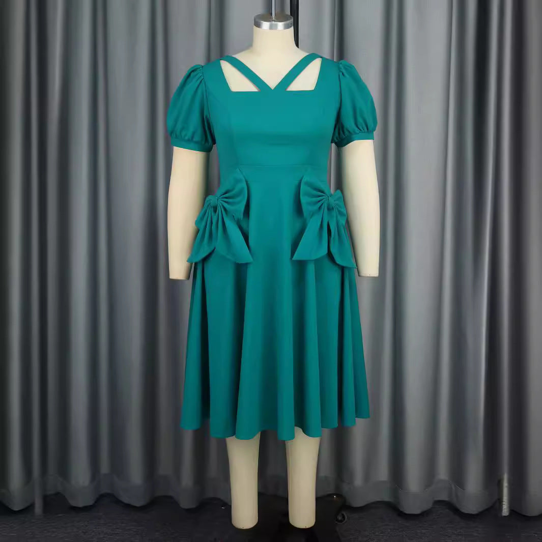 Robe Femme Bekväm avec Détails Volumineux en Nœud Mirla