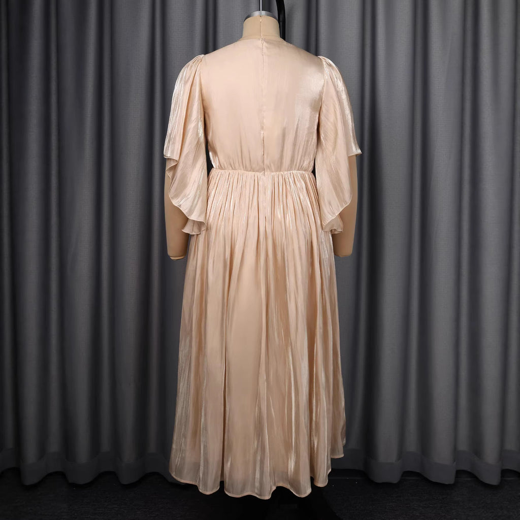 Robe Maxi Flottante pour Femmes avec Élégantes Manches Volantes et Ceinture Mirla