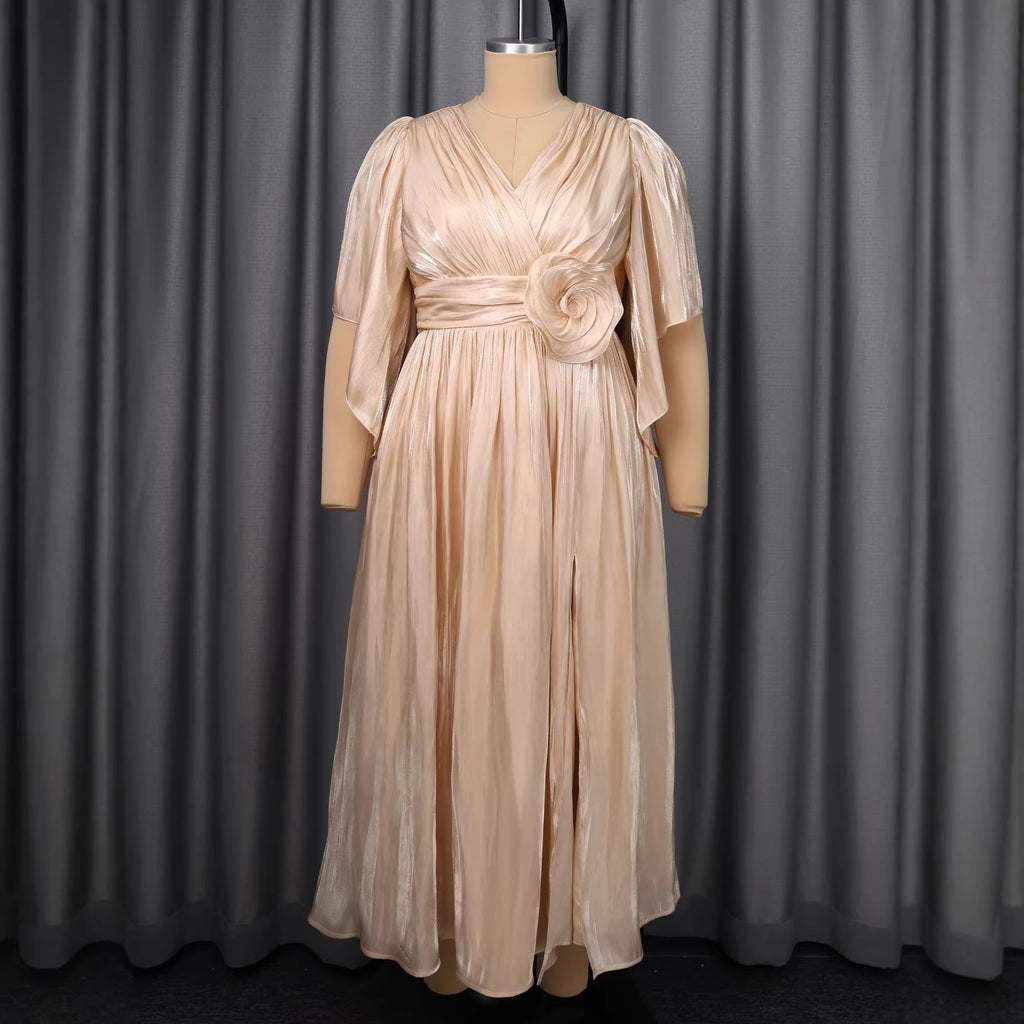 Robe Maxi Flottante pour Femmes avec Élégantes Manches Volantes et Ceinture Mirla