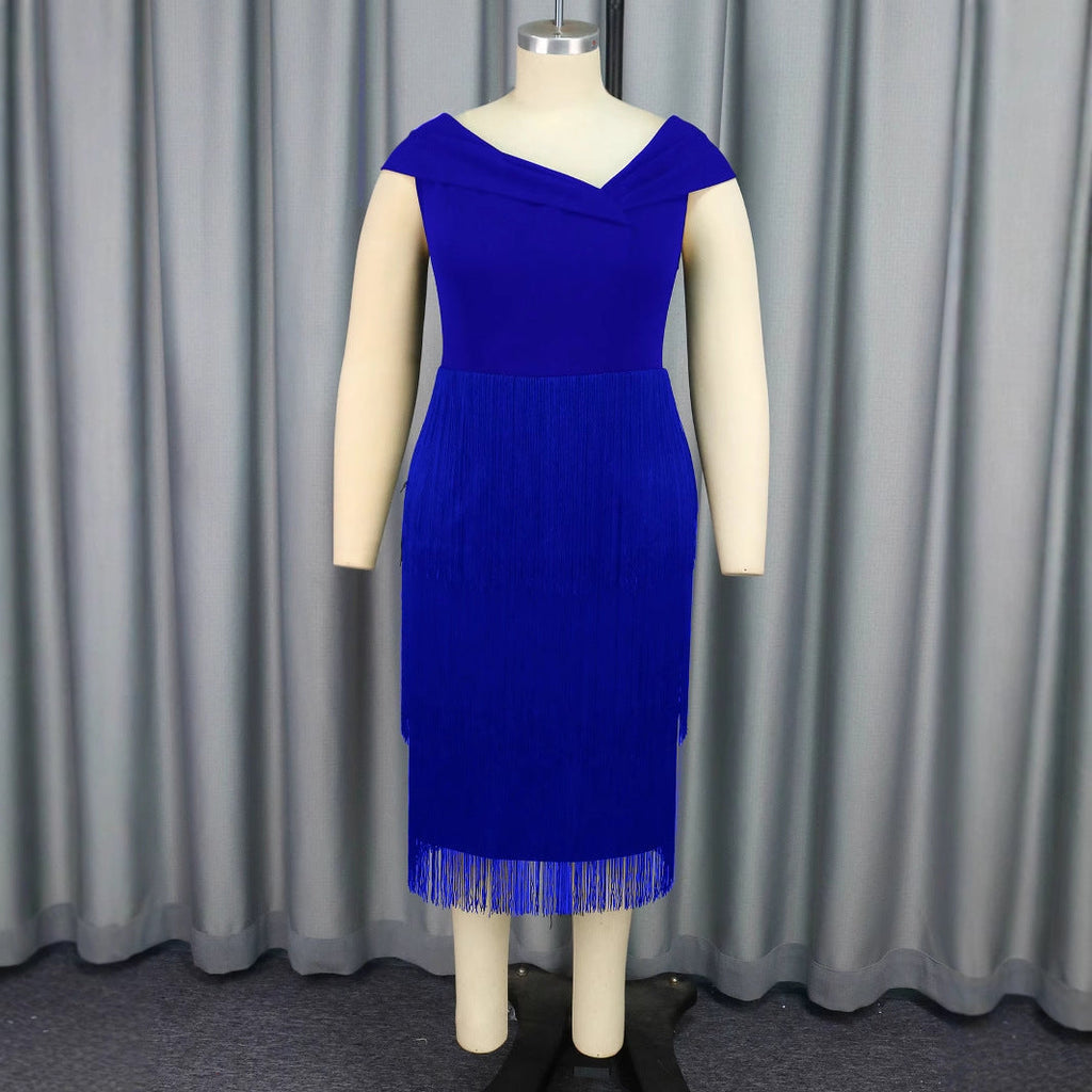 Robe à Franges Glamour pour Femmes avec Élégant Décolleté en V Mirla