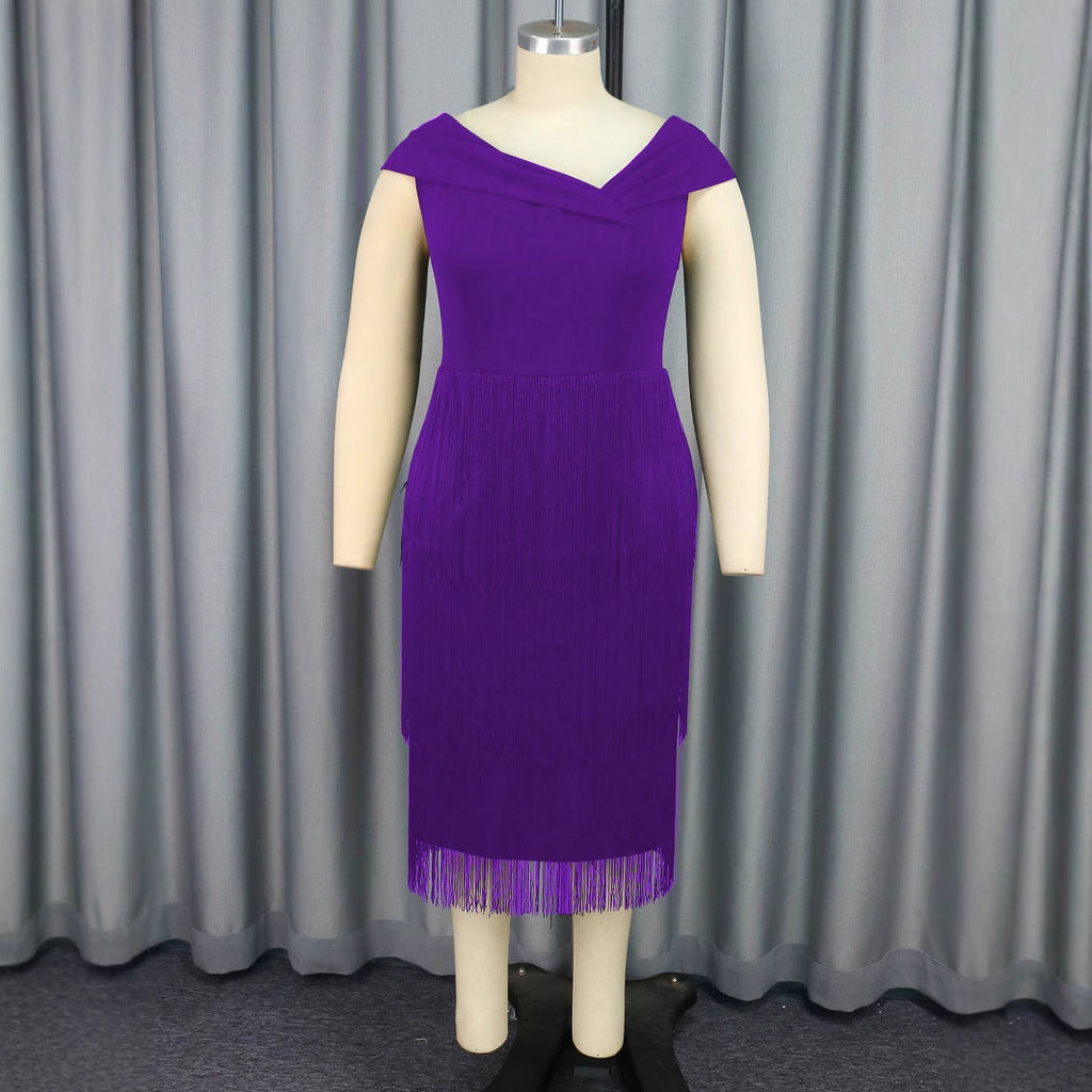 Robe à Franges Glamour pour Femmes avec Élégant Décolleté en V Mirla