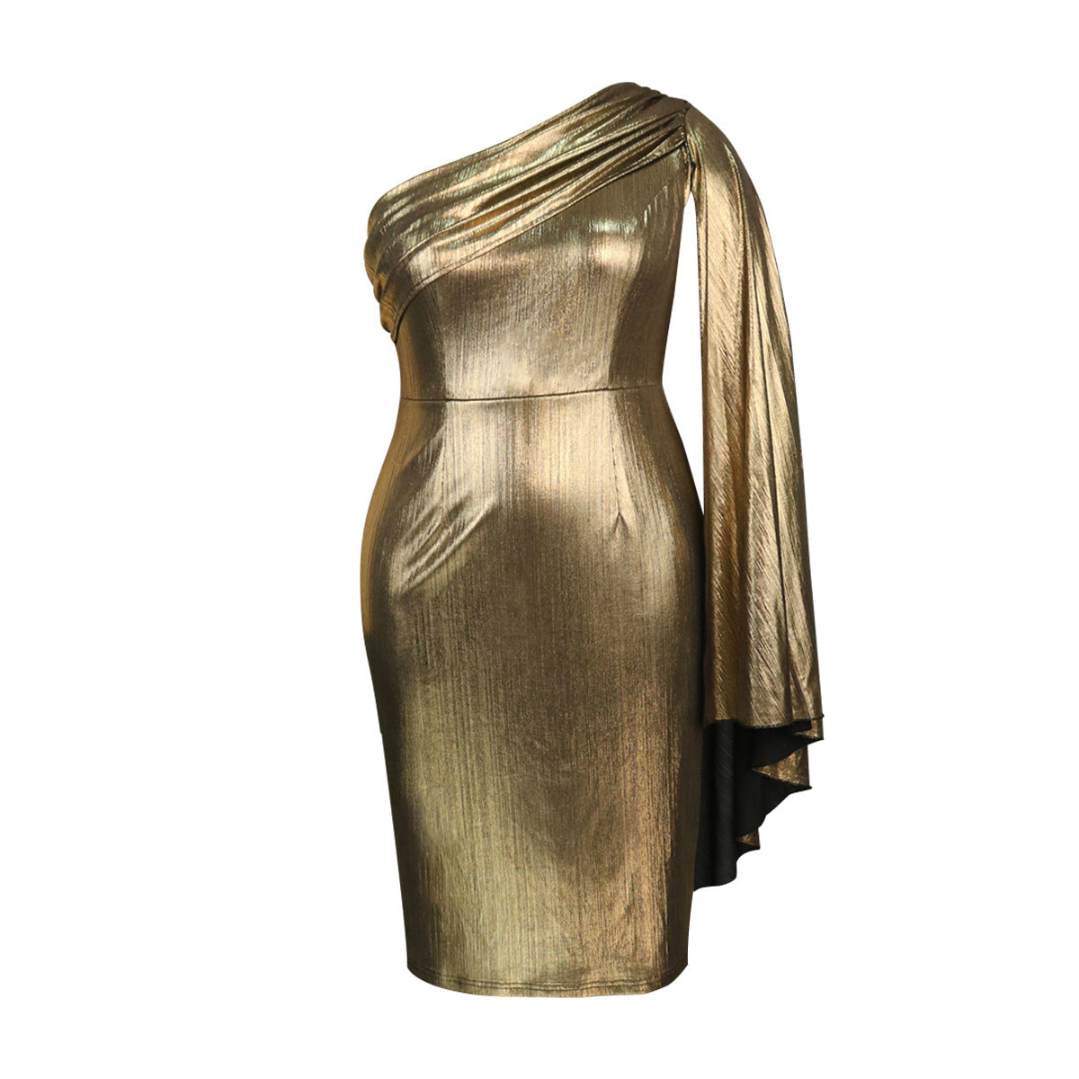 Robe de Soirée Glamour à Épaule Unique avec Tissu Scintillant Mirla