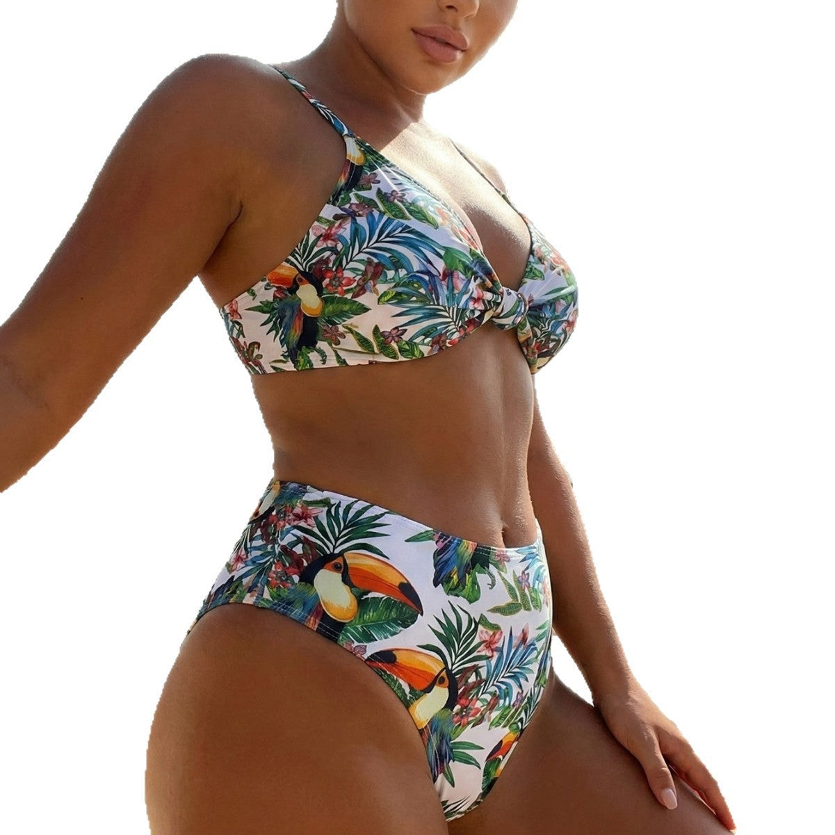 Bikini Femme Taille Haute avec Imprimé Tropical Mirla