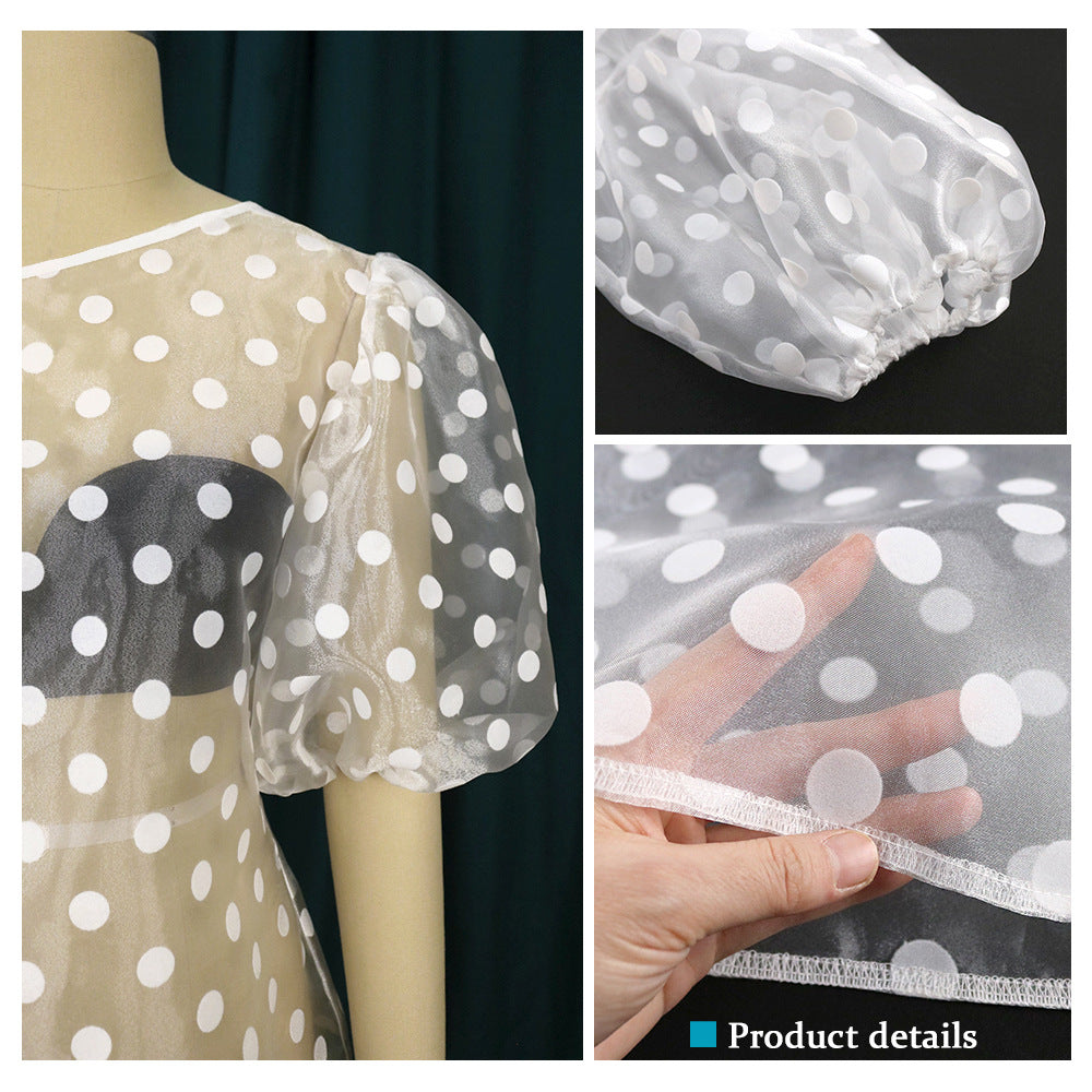 Blouse Femme Ludique avec design transparent de pois et manches bouffantes Mirla