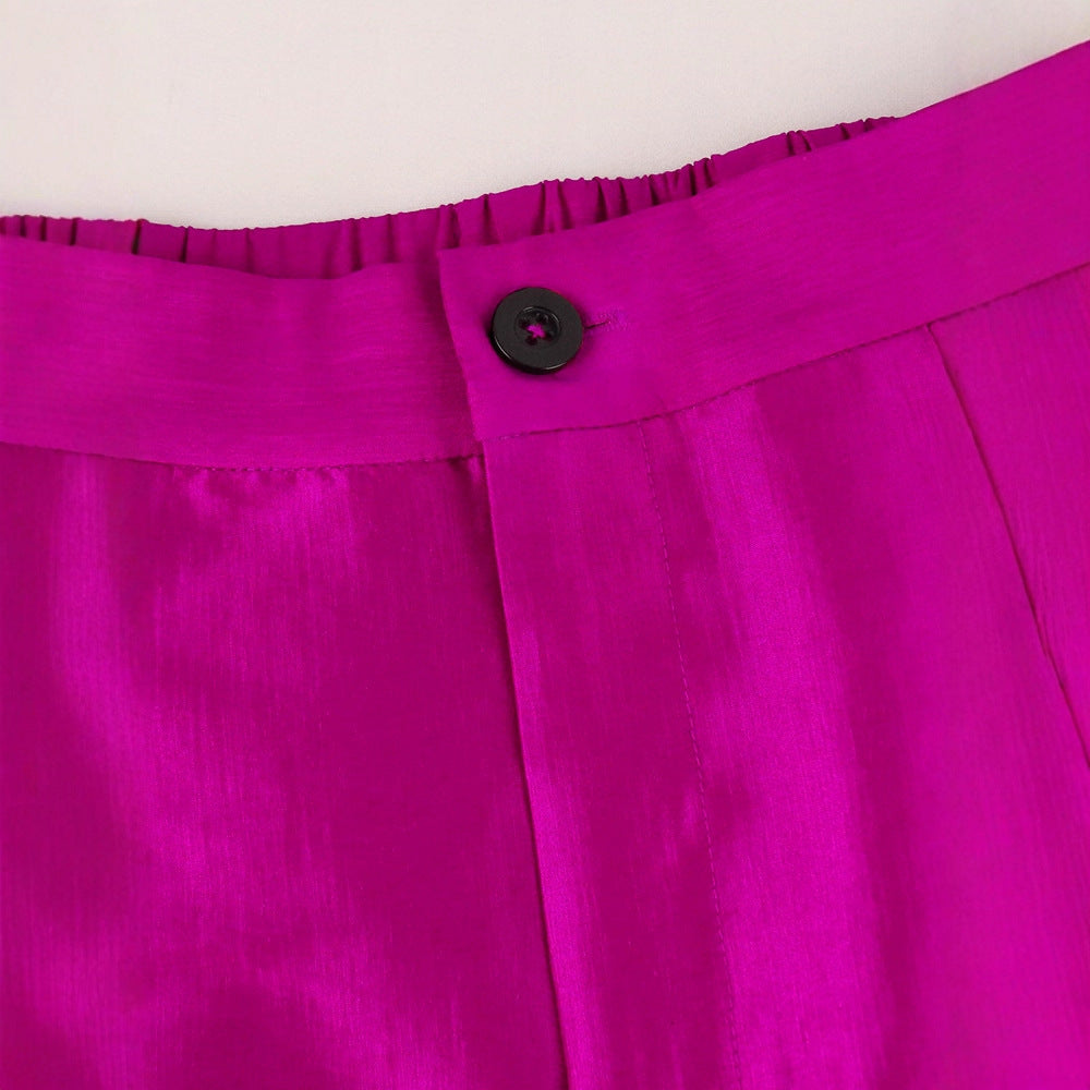 Pantalons Satinés Amples avec Finition Volant Mirla