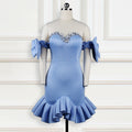 Robe de cocktail glamour avec manches transparentes à volants Mirla