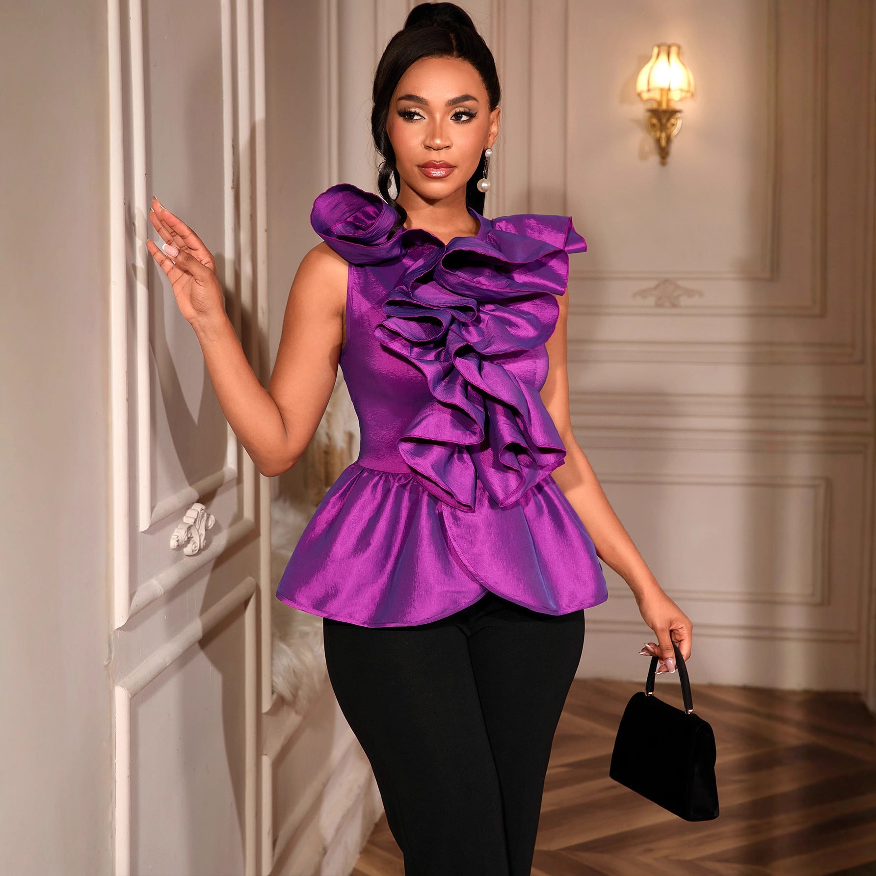 Top peplum de luxe pour femme avec volants créatifs Mirla