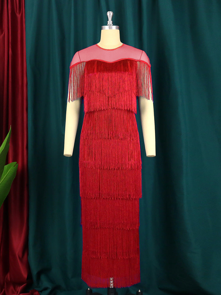 Robe maxi femme avec franges Mirla