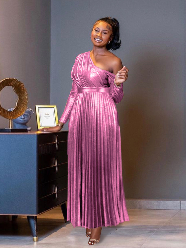 Robe de soirée plissée pour femmes avec haut scintillant Mirla